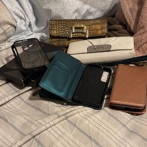 Lot of 7 items 2 wallets 3 iPhone cases and 2 Samsung cases with card holders